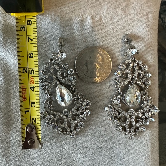 Rhinestone Dangle Earrings - Picture 2 of 2